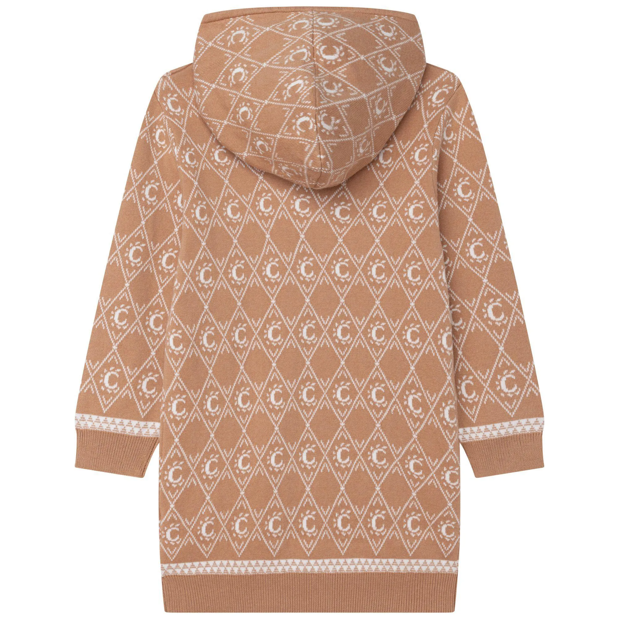 Girls Biege Knitted Logo Dress