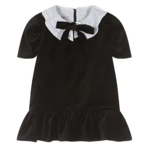 Girls Black Dress With White Collar