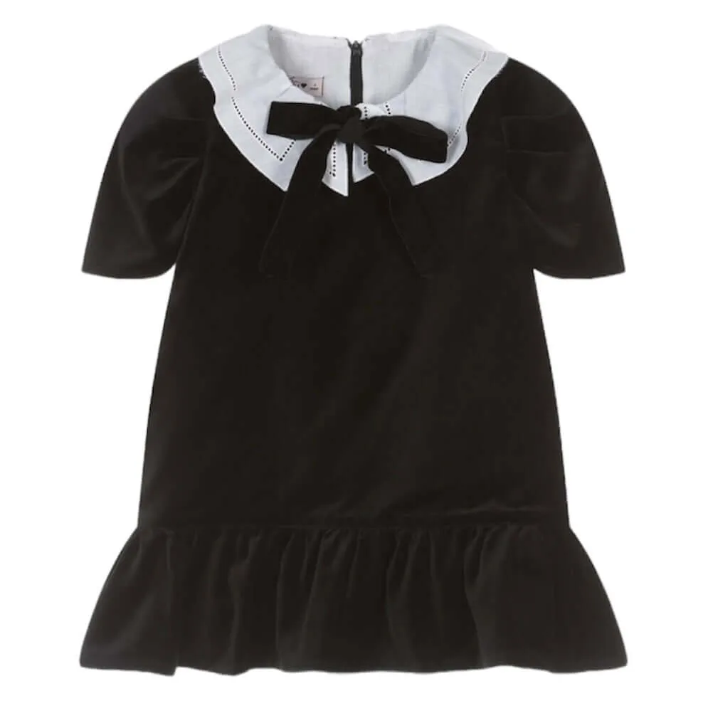 Girls Black Dress With White Collar