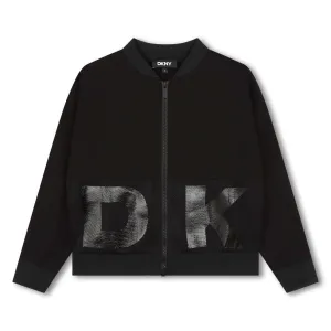 Girls Black Logo Cardigan