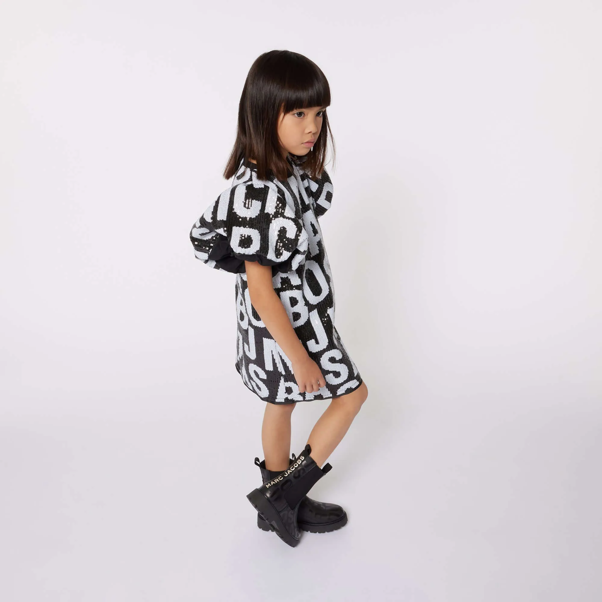 Girls Black Logo Dress