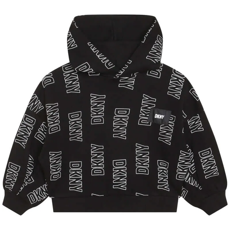 Girls Black Logo Hooded Sweatshirt
