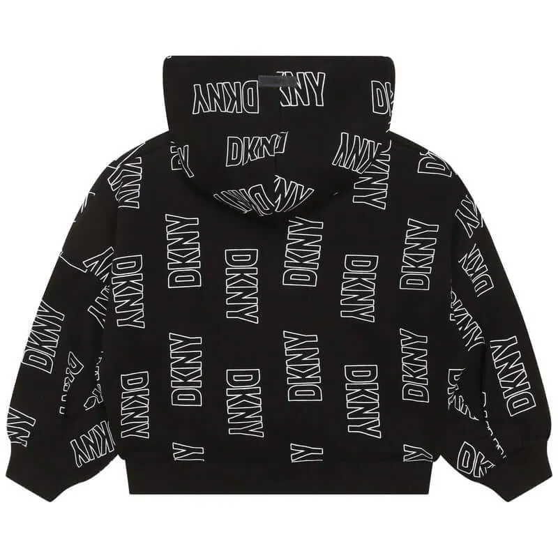 Girls Black Logo Hooded Sweatshirt