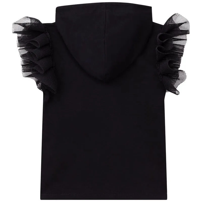 Girls Black Mesh T-Shirt