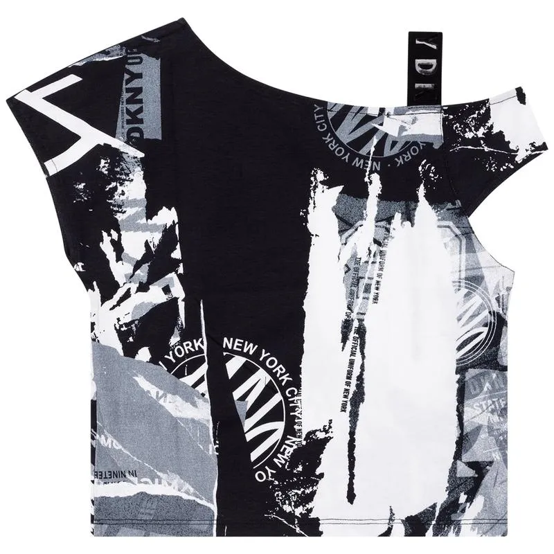 Girls Black Print T-Shirt