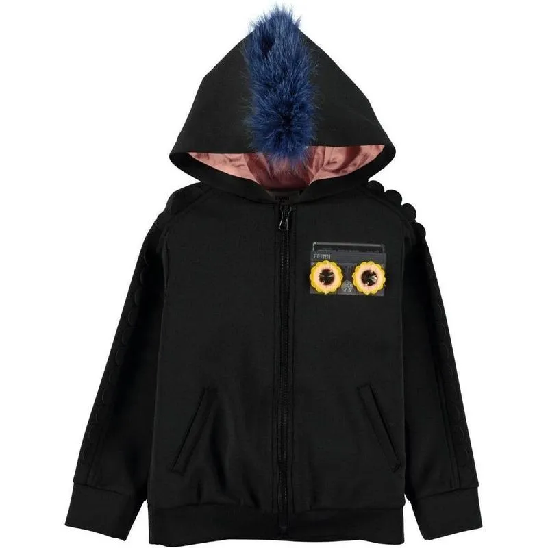Girls Black Radio neoprene Hoodie