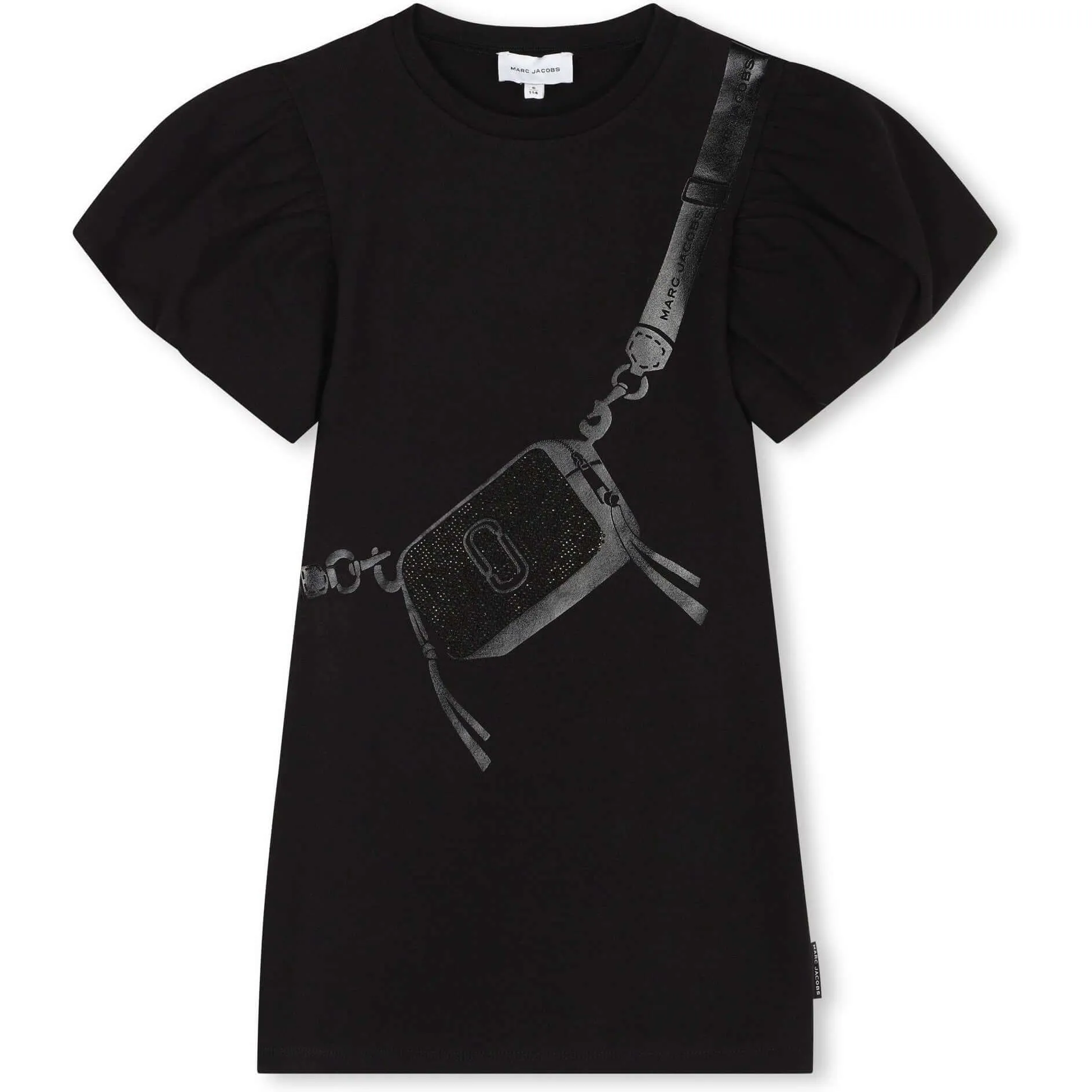 Girls Black Short Sleeved Bag Dress
