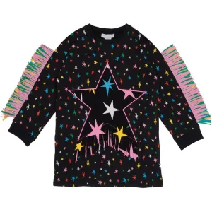Girls Black Star Fringe Dress