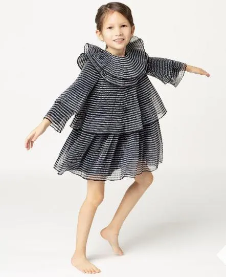 Girls Black/Grey Pleated Dress