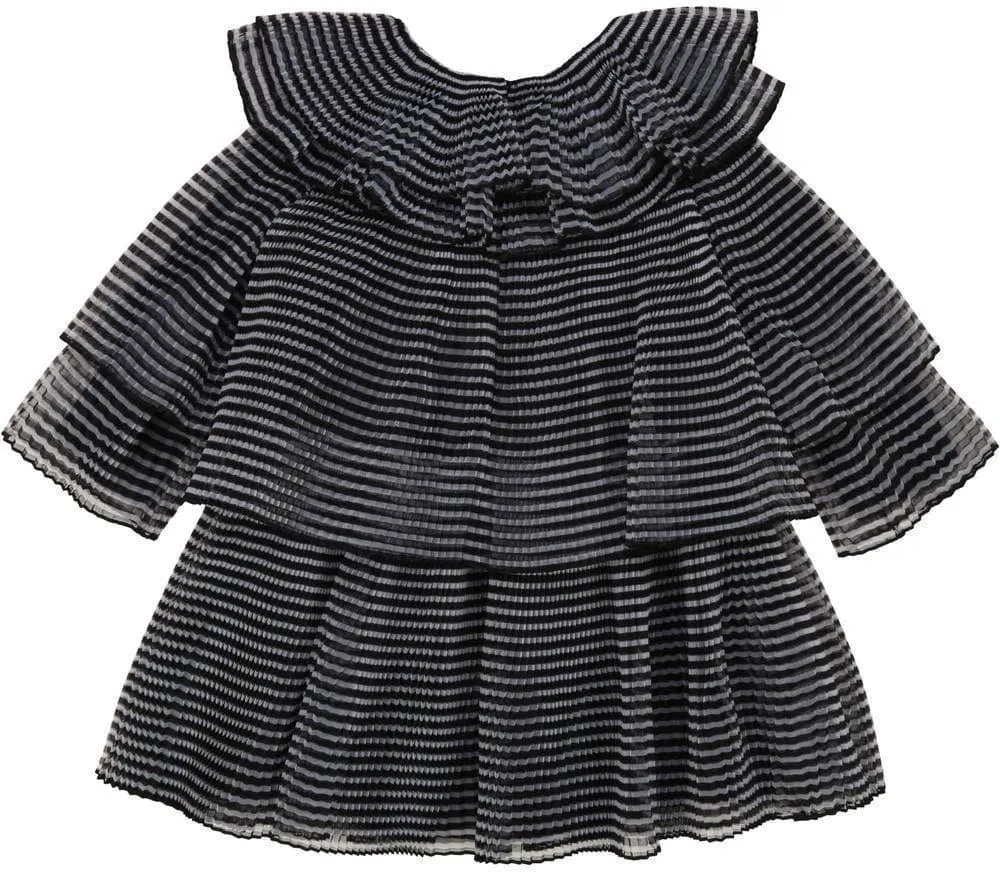 Girls Black/Grey Pleated Dress