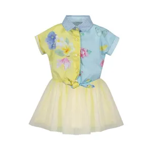 Girls Blue & Yellow Tulle Dress