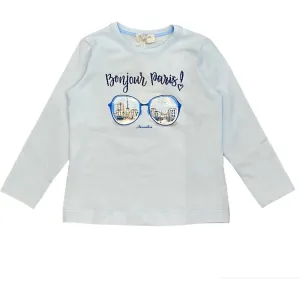 Girls Blue Bonjour Paris T-Shirt