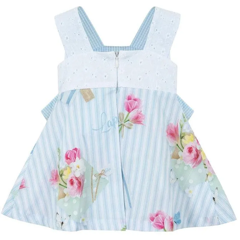 Girls Blue Bow Cotton Dress
