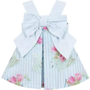 Girls Blue Bow Cotton Dress