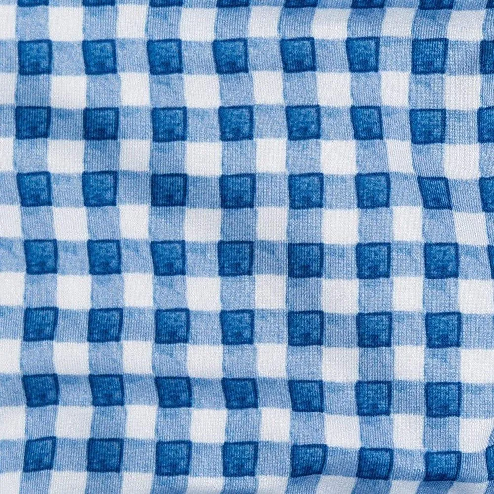 Girls Blue Check Swimming Costume