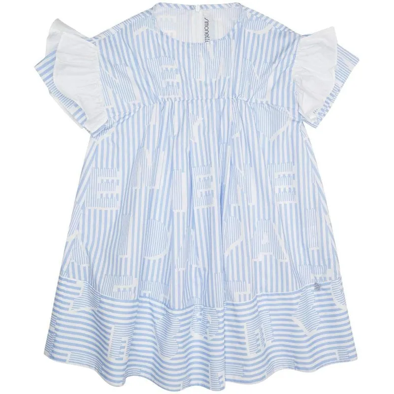 Girls Blue Striped Dress