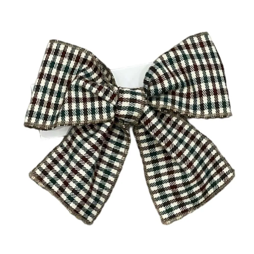 Girls Brown Check Hairbow