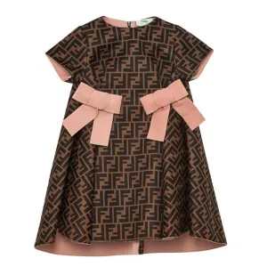 Girls Brown FF Logo Neoprene Dress