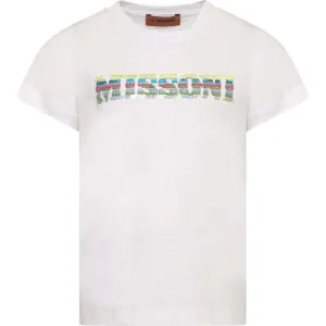 Girls Cotton Sequin Logo T-Shirt