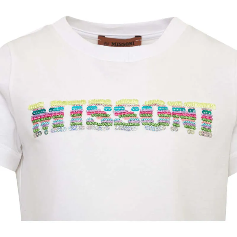 Girls Cotton Sequin Logo T-Shirt