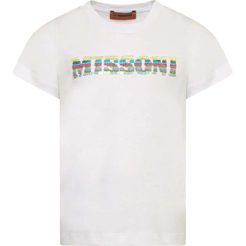 Girls Cotton Sequin Logo T-Shirt