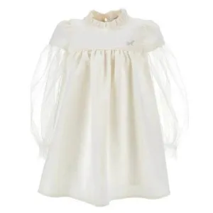 Girls Cream Dress with Tulle Sleeve