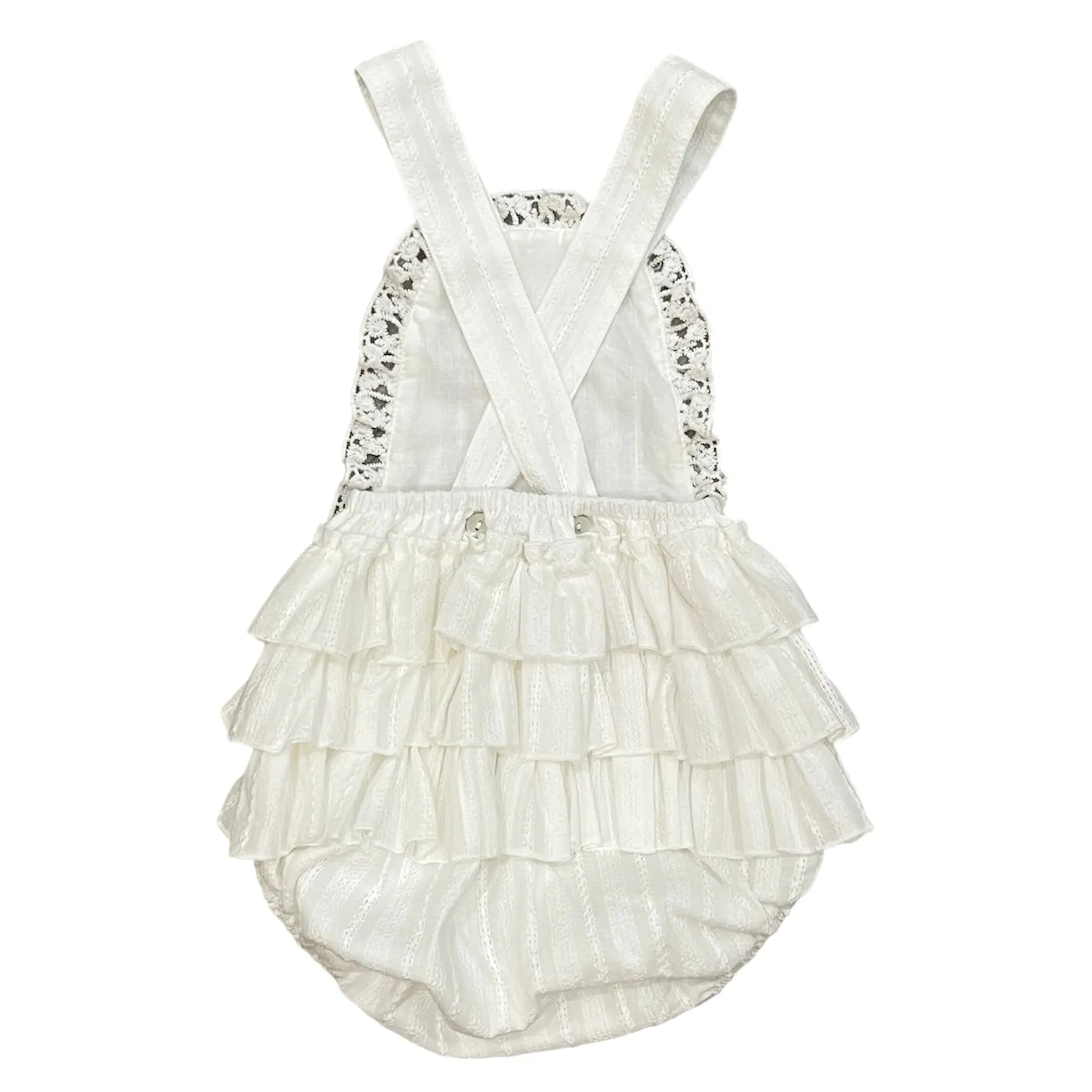Girls Cream Frill T-Shirt & Romper