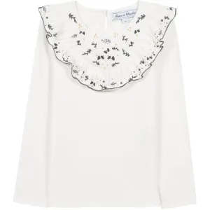 Girls Cream Frill Top