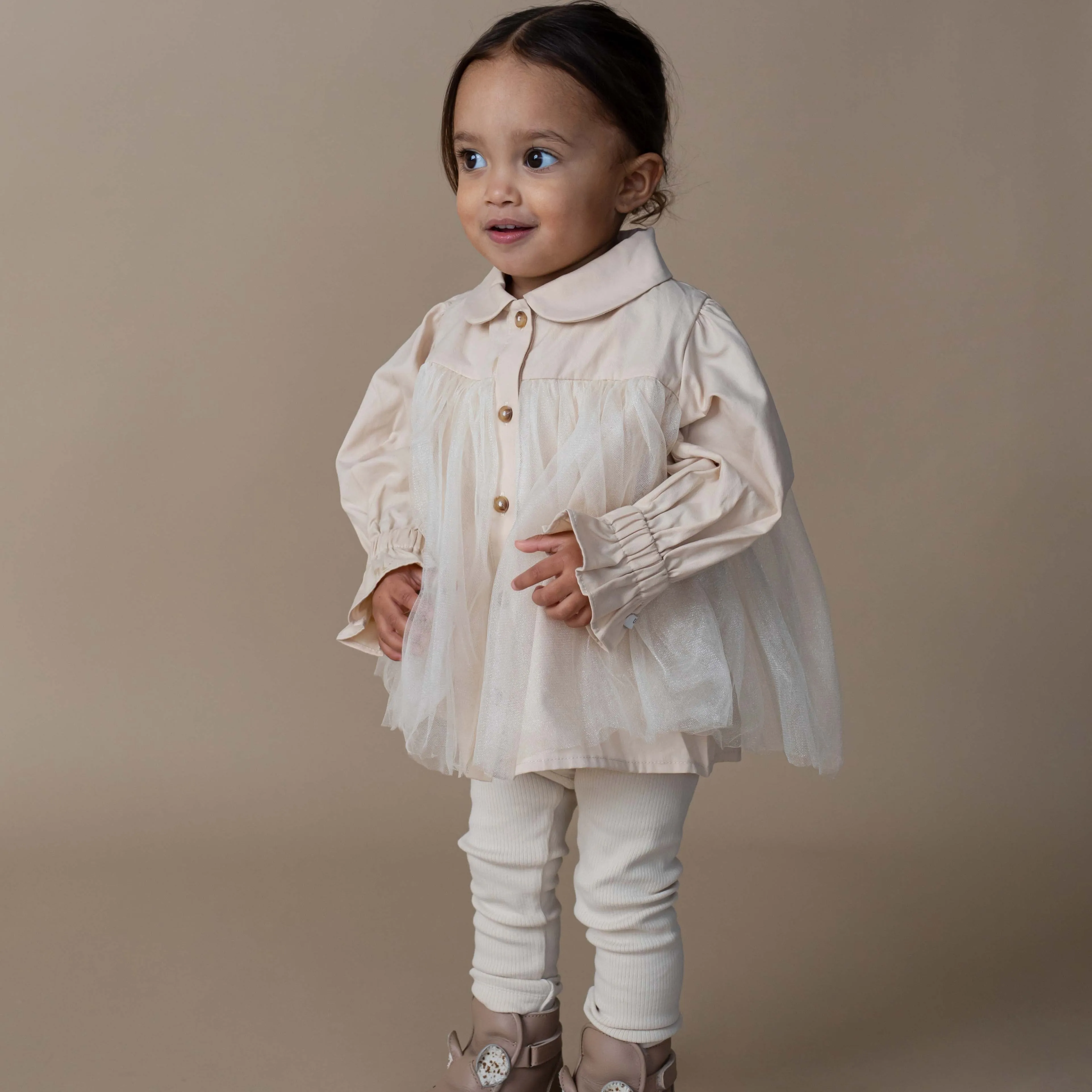 Girls Cream Leggings