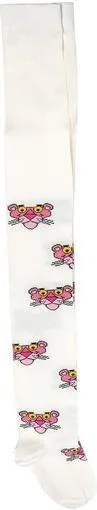 Girls Cream 'Pink Panther' Tights