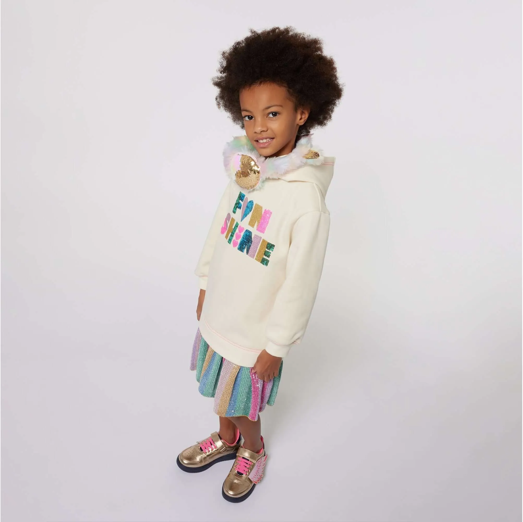 Girls Cream Pleated Dress