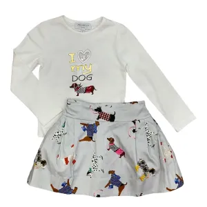 Girls Cream Skirt Set