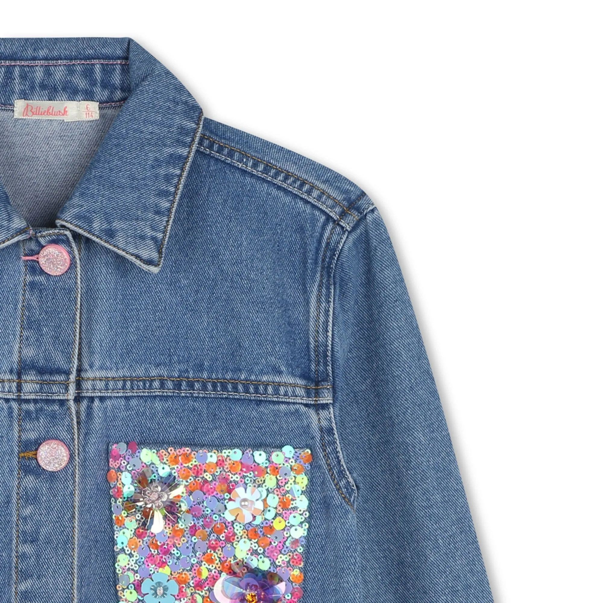 Girls Denim Sequin Jacket