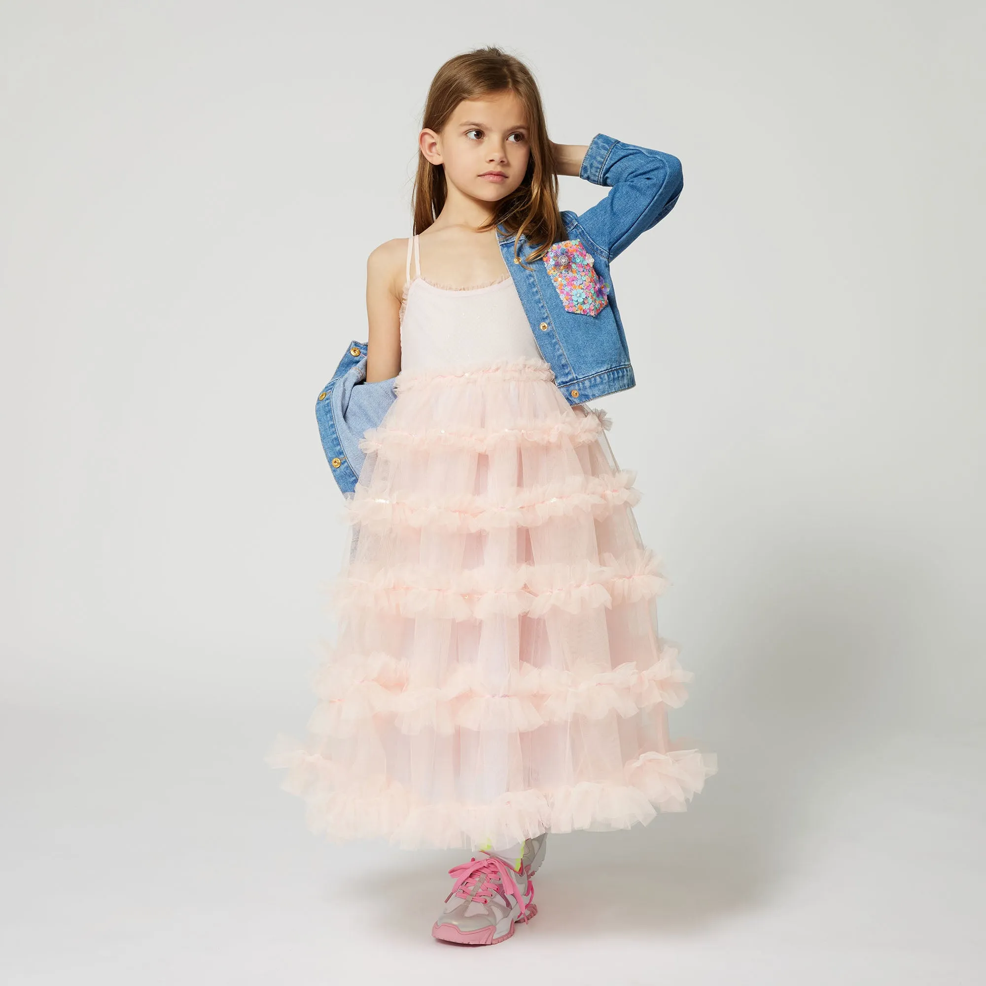 Girls Denim Sequin Jacket