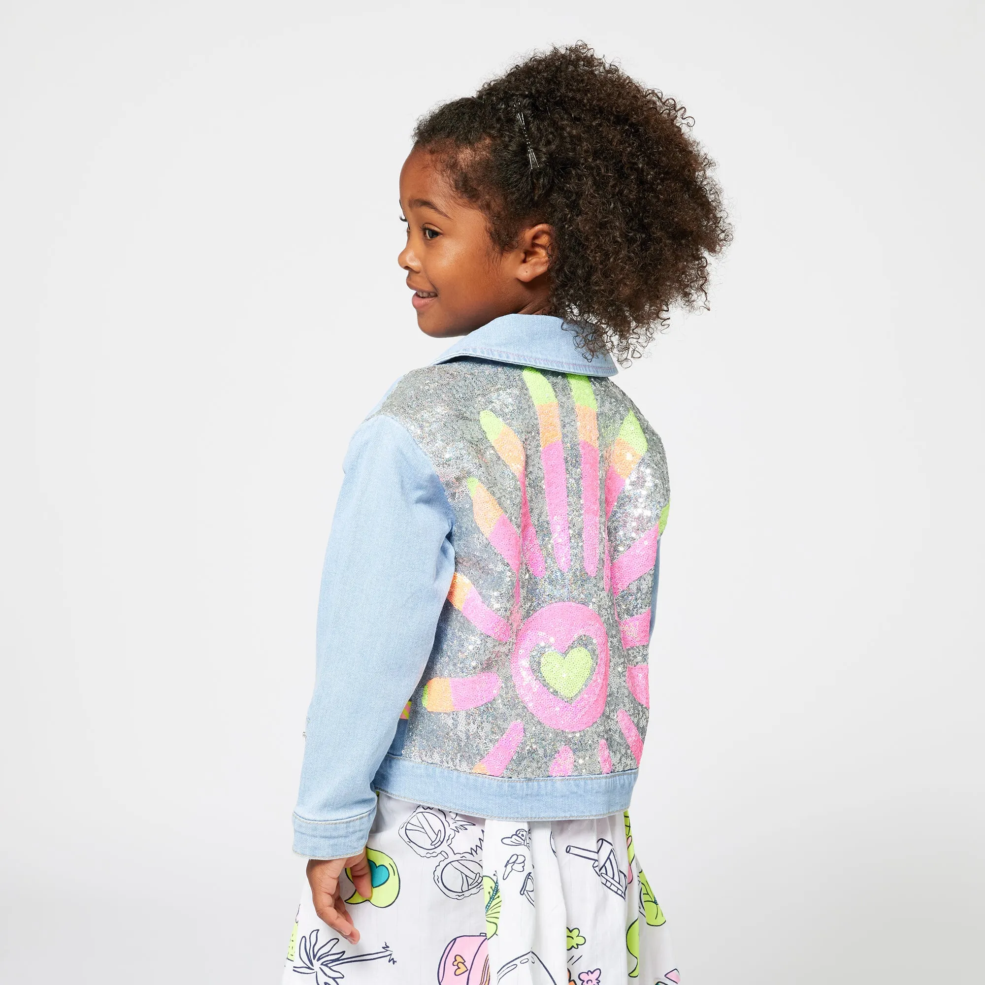 Girls Denim Sequin Jacket