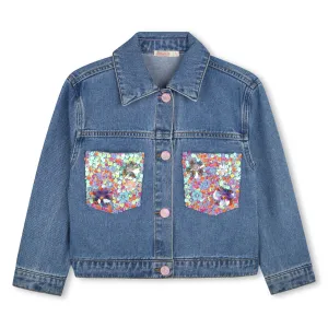 Girls Denim Sequin Jacket