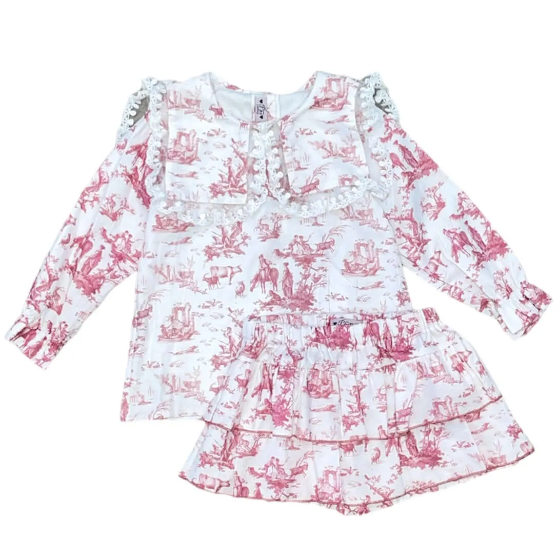 Girls Dusky Print Skort & Blouse