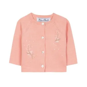 Girls Embroidered Peony Cardigan