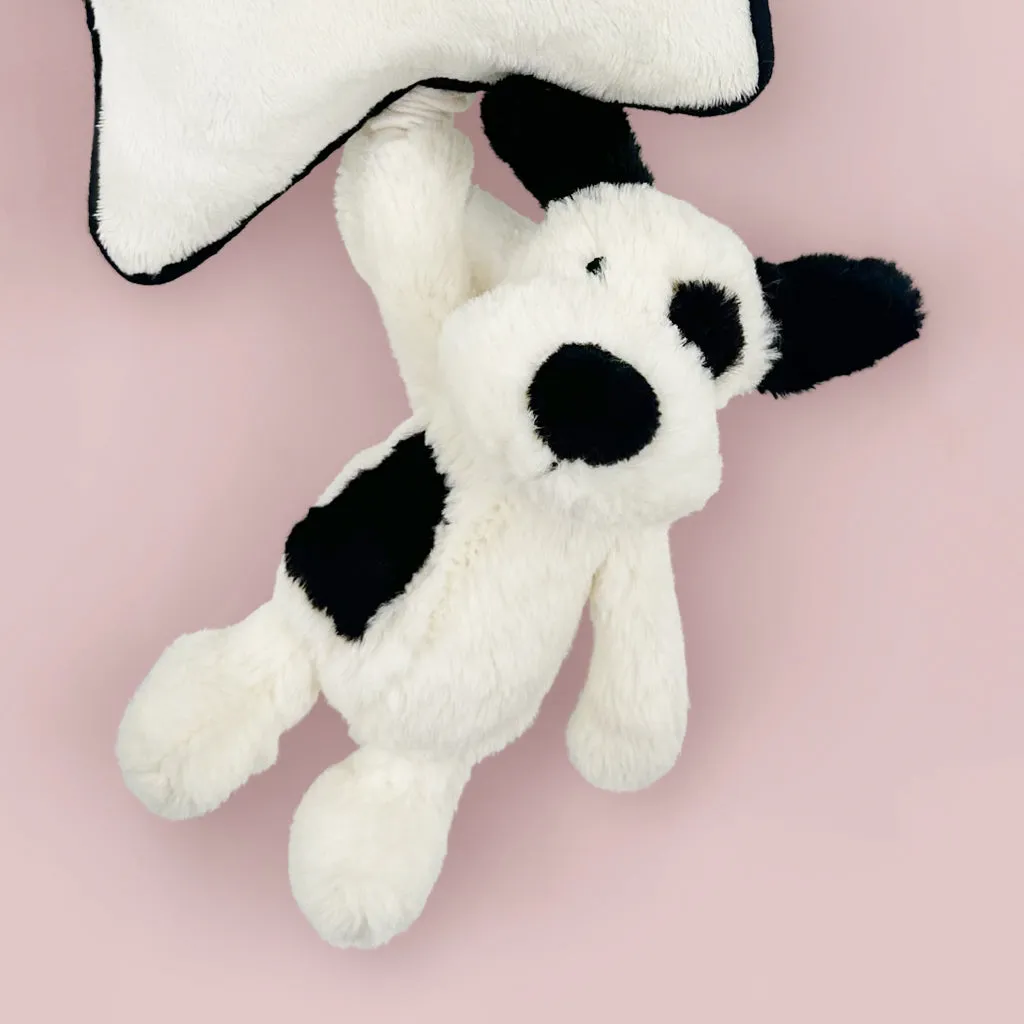 Jellycat Bashful Black and Cream Puppy Musical Pull