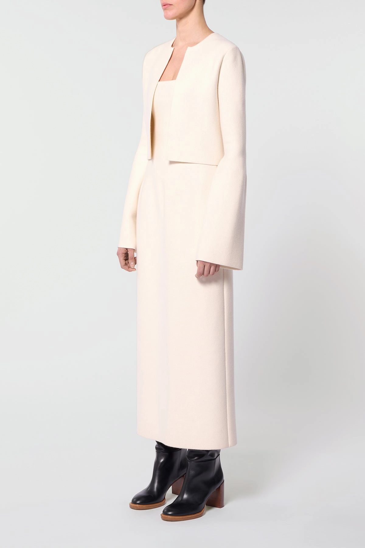 Katlin Knit Jacket in Ivory Merino Wool