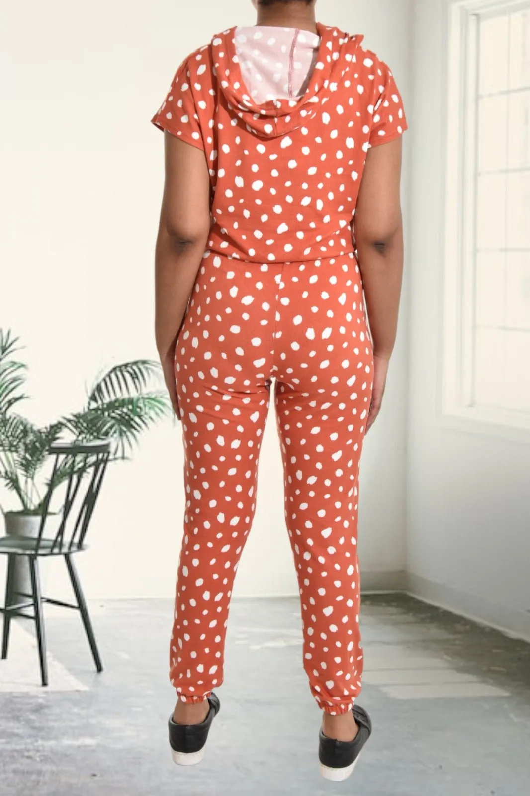 Ladies Rust Polka Dot Two Piece