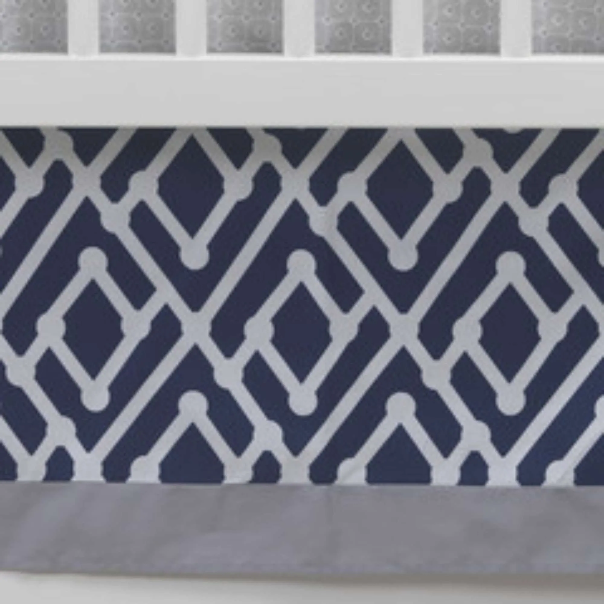 LAMBS & IVY Jensen Crib Skirt - Navy Triangle