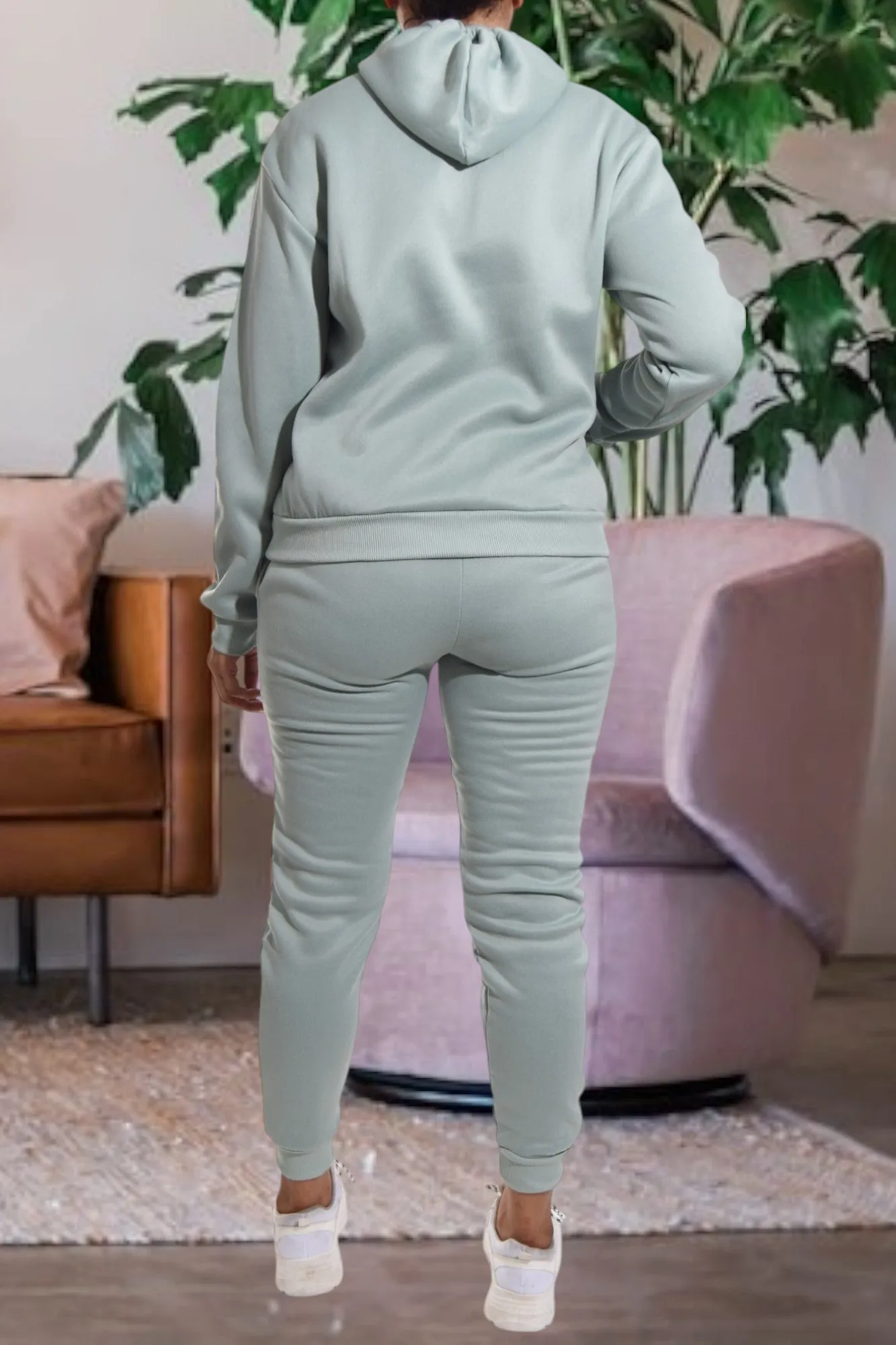 Letter Graphic Light Green Hoody Tracksuit