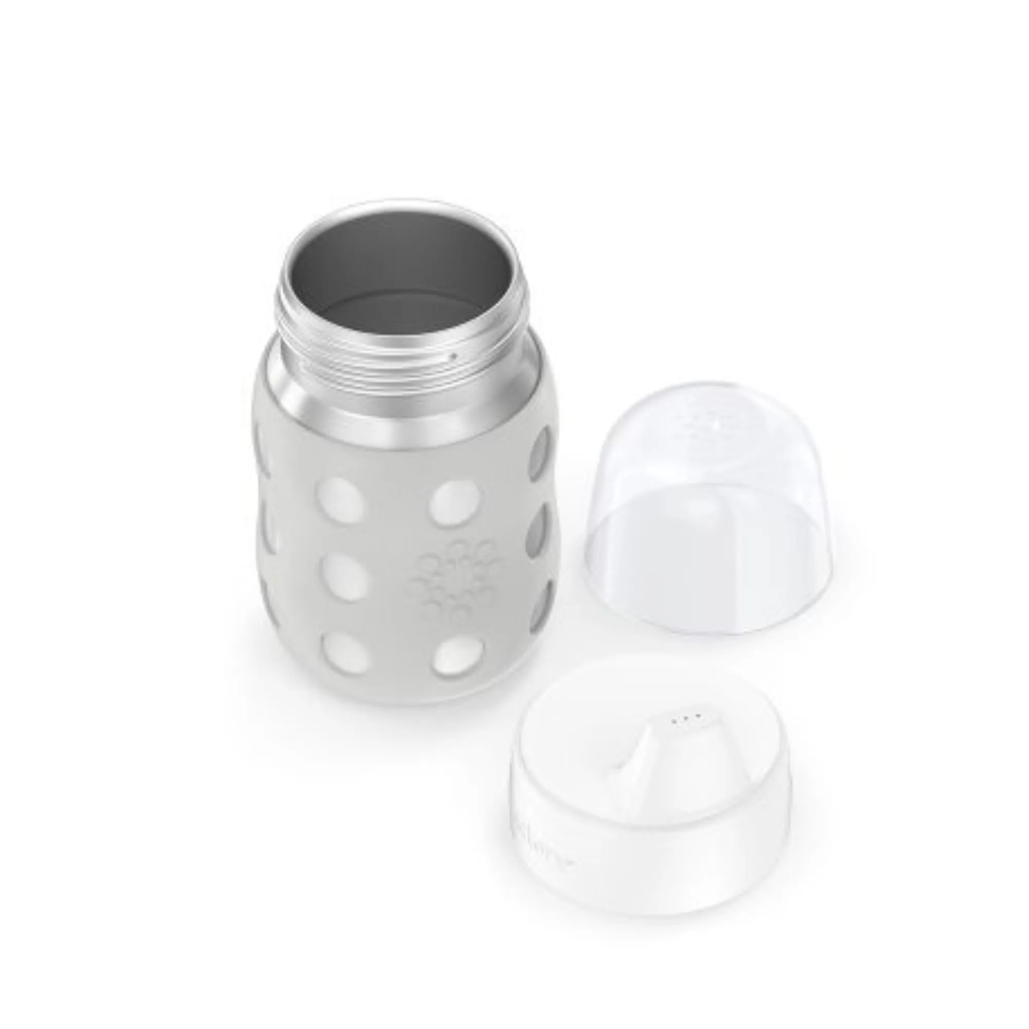 LIFEFACTORY Stainless Steel Baby Bottle with Soft Sippy Spout 8oz (235ml) - Cool Grey