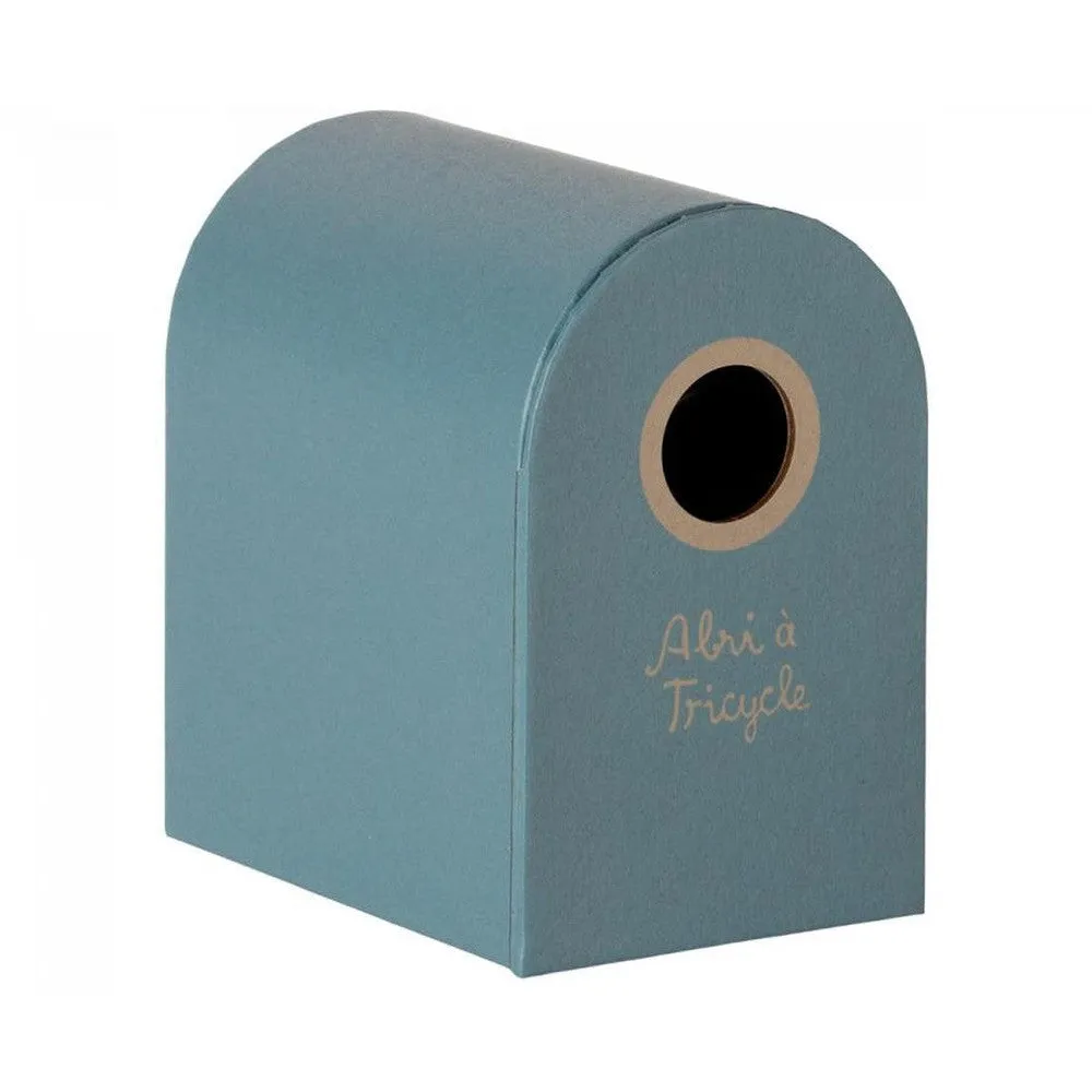 Maileg abri a tricycle for mouse - petrol blue