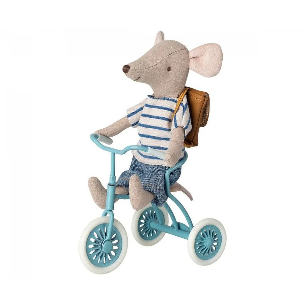 Maileg abri a tricycle for mouse - petrol blue