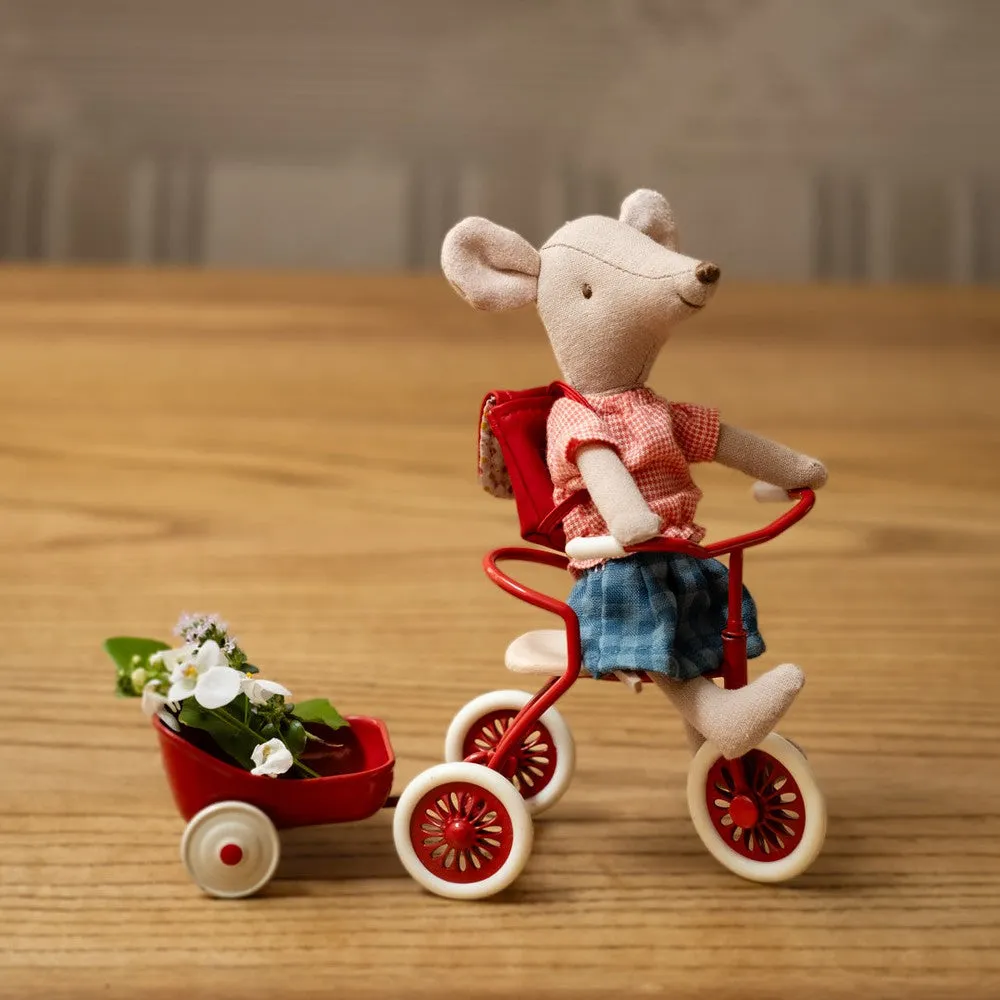 Maileg abri a  tricycle for mouse - red 2024