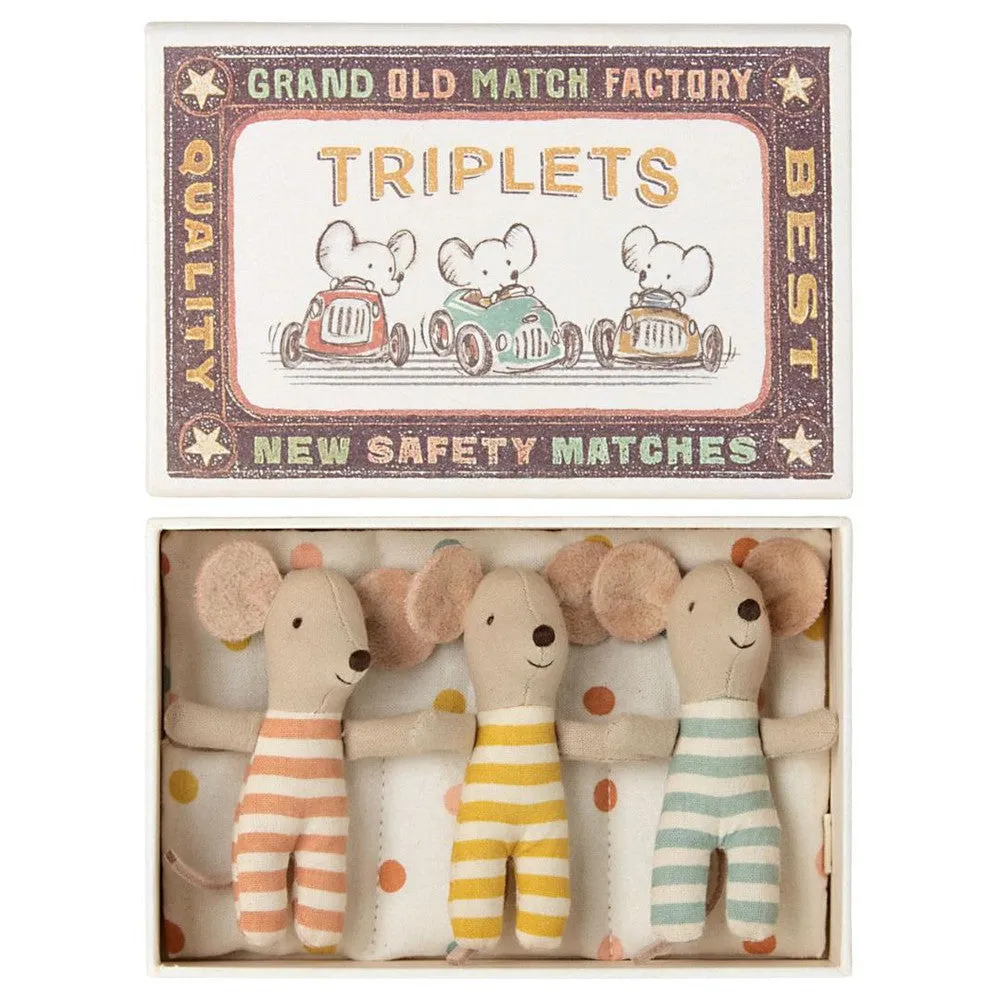 Maileg baby mice triplets in matchbox
