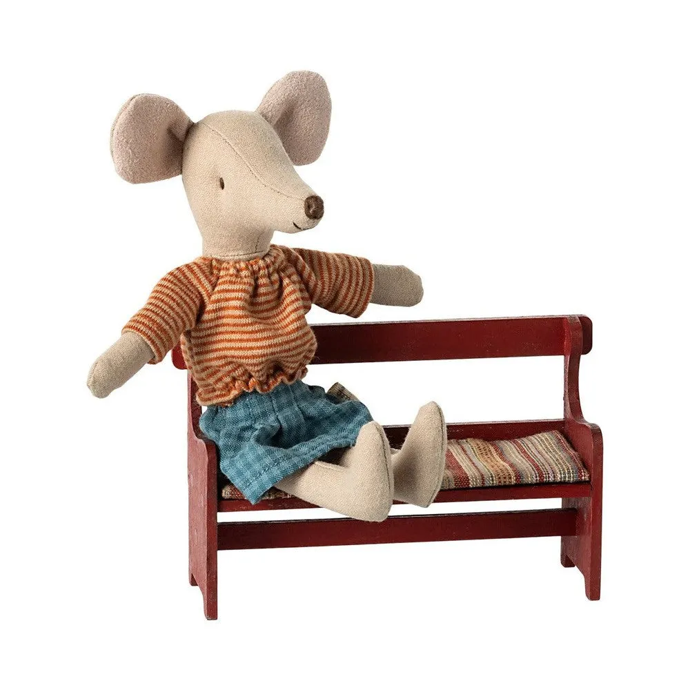 Maileg bench for mice - red