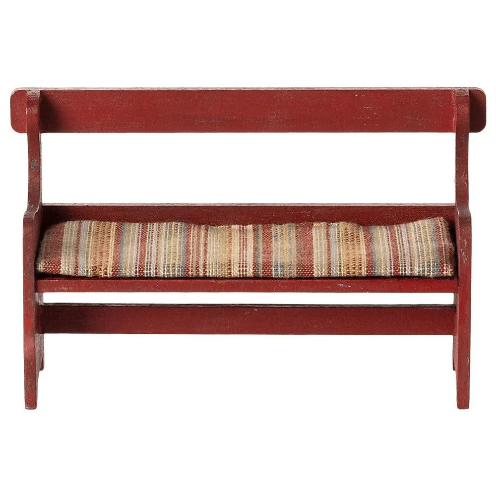 Maileg bench for mice - red